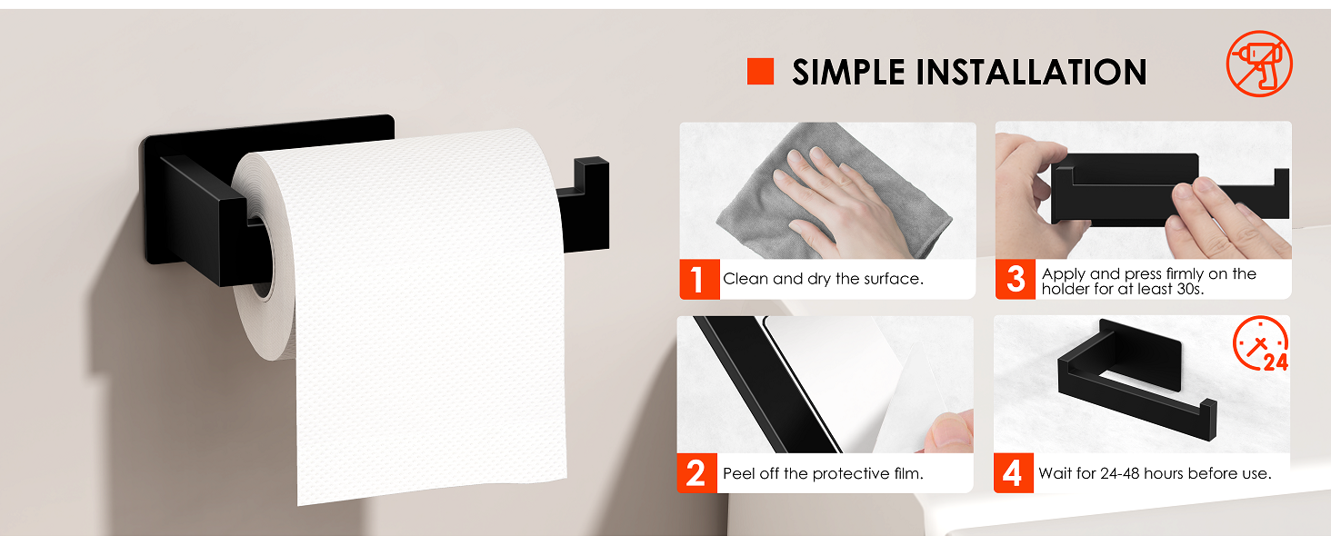 Easy installation: clean wall, peel film, press firmly, wait 24-48hrs, no drill