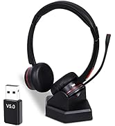 MAIRDI Bluetooth 5.0 Headset with Microphone Noise Canceling, Stereo Wireless Headset for Office ...