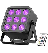 DazzlingStage Rechargeable Stage Lights, 9 * 10W RGBWA UV 6-in-1 Battery Powered Par Lights, 6/8/...