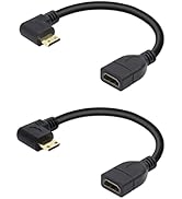 90 Degree Mini HDMI to HDMI Cable YACSEJAO 15CM High Speed Right Angle HDMI Extension Cable, 2 Pa...