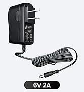 UL Listed 6V 2A 12W AC DC Power Supply Adapter 6FT Replacement Backup Cord for 6Volts 200mA 300mA...