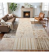 FALARK Modern Area Rugs for Living Room, 5x7 Feet Geometric Patchwork Rug, Washable Non-Slip Indo...