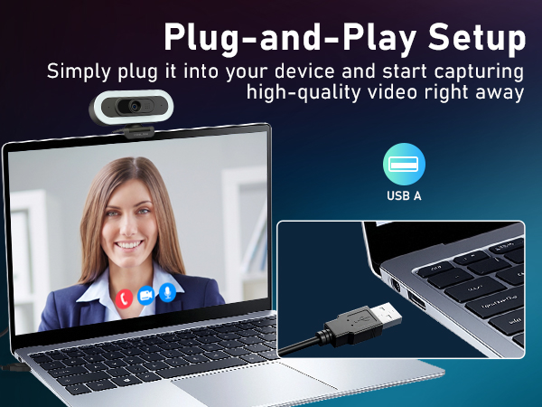 4K Webcam with Lights, PDAF Autofocus Computer Camera for PC/Mac, Web cam with Microphon