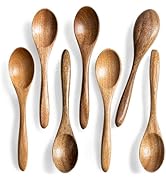 Hefild 7 PCS Small Wooden Spoons, 5.8 Inch Honey Spoons for Tea, Acacia Wooden Honey Teaspoon for...