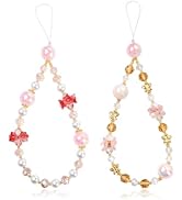 BEEFLYING Beaded Phone Charm Wrist Straps Y2K Phone Bracelet Lanyard, Cute Cyrstal Butterfly Flow...