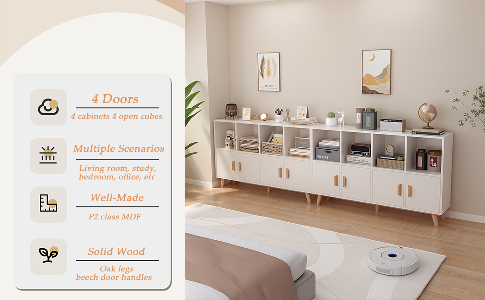 OSCHF 8 cubes storage bookcase with 4 doors