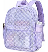LEDAOU Mesh Backpack for Kids Girls Semi-Transparent Mesh School Backpack Bookbag Lightweight Cas...