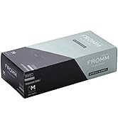Fromm Fomm Color Studio Disposable Powder-Free Nitrile Gloves, Medium, Stain-Resistant Black Salo...