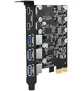 Sinefine USB PCIe Card 25W Power Supply 5 Ports USB 3.0 Expansion Card (3 USB A and 2 USB Type-C ...
