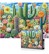 500 Piece Jigsaw Puzzle for Adults - Colorful Cactus &amp; Floral Desert Garden Puzzle, 20.5"x15" Bot...