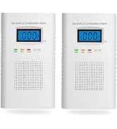 2 Pack Combination Gas &amp; Carbon Monoxide Detectors - Plug in CO Alarm &amp; Natural Gas Detector with...