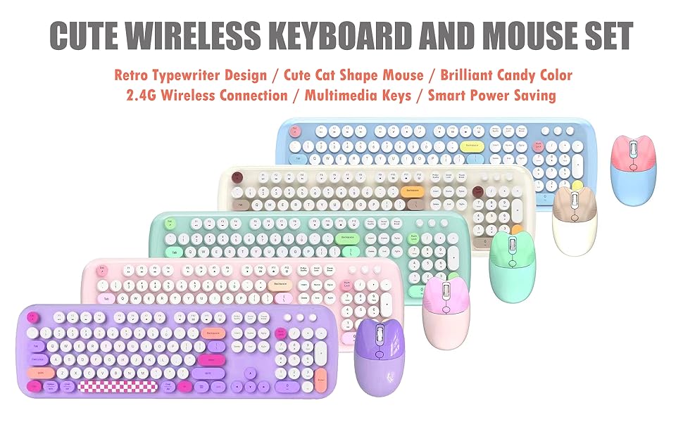 CUTE WIRELESS KEYBOARD AND MOUSE SET