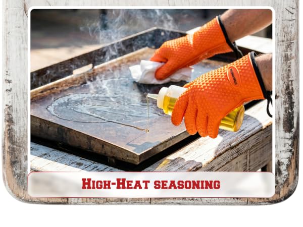 KITCHEN PERFECTION Silicone Oven &amp; Griddle Gloves -Extreme Heat Resistant BBQ