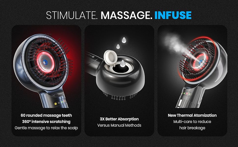 Hair scalp massaging brush with nano-mist