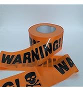 Ni-JASW Orange Halloween Warning Caution Tape 3 inch x 656 feet, Skull Fright Barrier Tape, Crime...