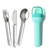 ZOKU Pocket Utensils set with teal case and fork knife spoon