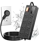 IPX6 Outdoor Power Strip Weatherproof, Waterproof Surge Protector with 8 Wide Outlet with 2A2C US...