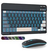 7 Colors Backlit Bluetooth Keyboard and Mouse Combo for iPad Pro/Air/Mini, Ultra-Slim Rechargeabl...