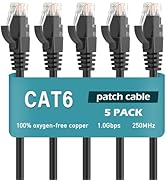 Ercielook Ethernet Cable 0.5 ft 5 Pack - Cat 6 High Speed Network Cable with Rj45 Connectors, Sho...