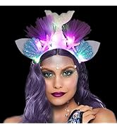 CAKURE Light up Headband Mermaid Hairband Glowing Mermaid Tail Headpieces Party Cosplay Headwear ...