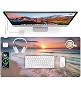 Wireless Charging Mouse Pad, 31.5"x15.8" Large Gaming Desk Mat for Keyboard/Laptop, Waterproof Ul...