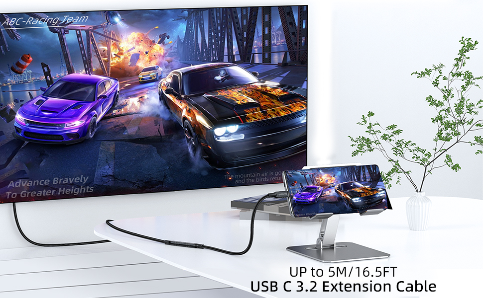 20Gbps USB C 3.2 Extension Cable, 240W Fast Charging 4K@60Hz Video Cable