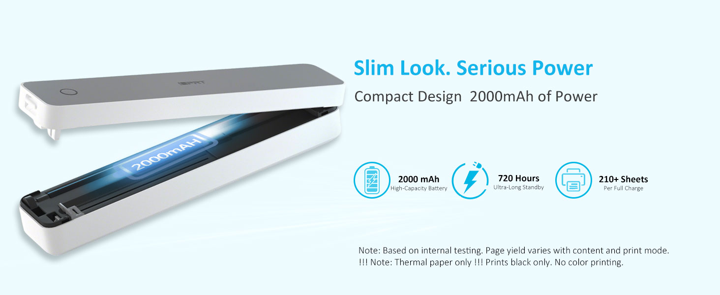 nkless Portable Printer for Travel, Wireless Thermal Printer