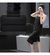8 Piece Bathroom Towel Set Black |2 Oversized Large Bath Towels Sheet,2 Hand Towels and 4 Washclo...
