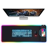 Wireless Charging RGB Gaming Mouse Pad 10W, LED Desk Mat 31.49