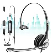 Wantek USB Headset with Microphone for PC,Laptop,3.5mm/USB/Type-C Jack 3-in-1 Computer Headset wi...