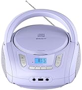 Portable CD Player Boombox with Bluetooth,FM Radio,USB MP3 Playback,AUX-in, Headphone Jack, CD-R/...