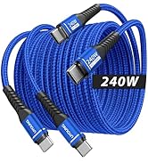 USB C to USB C Cable (6FT, 2Pack) 240W Type C Charger Fast Charging Cord Braided USBC Cables for ...