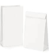 SHOPDAY Paper Lunch Bags 4lb 100 Pack White Paper Bags 5x2.95x9.45" Recyclable Kraft Sack Lunch B...
