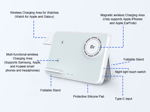 wireless charging station samsung iphone apple watc airpods