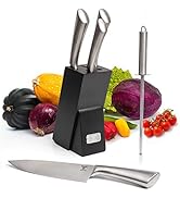 Professional Kitchen Knife Chef Set, Knife Set With Block, Kitchen Knife Set Stainless Steel Scra...