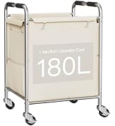 Laundry Basket with Wheels, Rolling Laundry Sorter Cart with Side pockets,47.6GAL(180L) Rolling L...