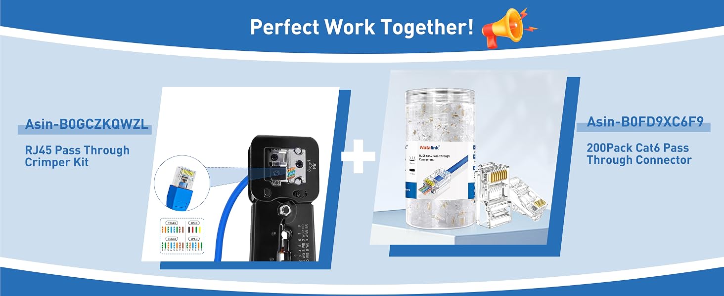 RJ45 Pass Through Crimper Kit perfect with Cat6 PassThrough Connector