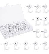 120Pcs Push Pin Hooks, Clear Thumb Tacks Plastic Heads Pin Tacks Decorative Wall Push Pins Push P...