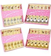A · HOUSEWARE Stainless Steel Dessert Forks and Spoon Set Christmas Festive Holiday Cutlery for H...