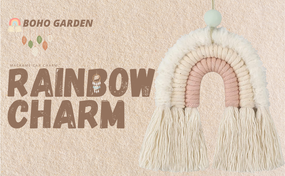 Macrame Rainbow car charm - Car hanging ornament