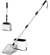 Metal Cat Litter Scoop with Holder, 22 " - 41 " Extendable Long Handle Cat Scooper for Litter Box...