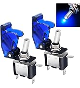 mxuteuk 2pcs Rocker Lighted Toggle Switch, 12V 20A Blue LED Light Up Heavy Duty Toggle Switch wit...