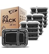 Freshware Meal Prep Containers [50 Pack] 2 Compartment with Lids, Food Storage Containers, Bento ...