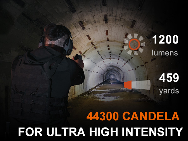 A person shines the GL19R V2.0 down a dark corridor that is now illuminated.