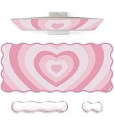 L-SPOUTTO Pink Heart Mouse Pad Set,Scalloped XXL Desk Mat + Ergonomic Mouse Wrist Rest + Gel Keyb...