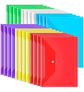 24 Pack Plastic Envelopes with Snap Closure, Plastic File Folders for Documents, US Letter A4 Siz...