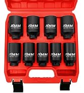 AMM 9PCS 1/2" Drive Deep Impact Socket Set, Metric Spindle Axle Nut Impact Socket, 6 Point, CR-MO...