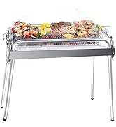 Charcoal Grill, Barbecue Charcoal Grill, Outdoor Stainless Steel Smoker BBQ grill for Outdoor Coo...
