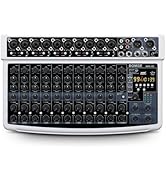 BOMGE 12 Channel Professional Audio Mixer, Bluetooth Studio Mixer with USB, 48V Power, XLR/RCA In...