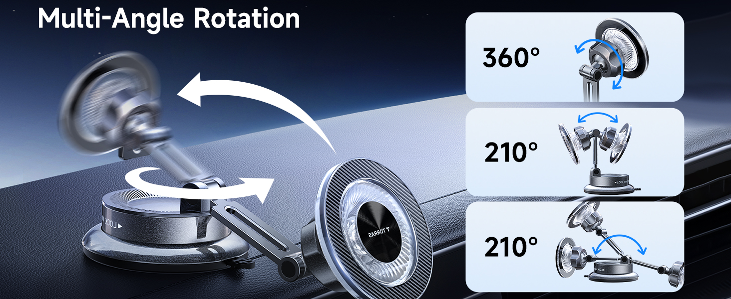 Multi-Angle Rotation Phone Holders for Your Car 360 Adjustable Vacuum Magnetic Phone Holder